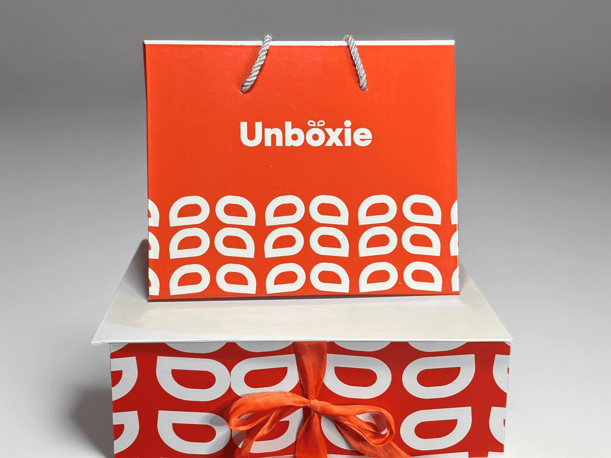 Original Unboxie ribbon gift box and matching branded bag